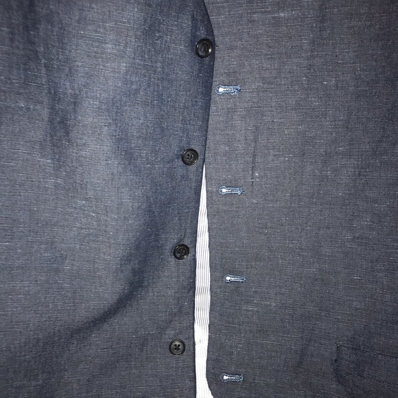 Men’s Navy Blue Linen Dress Vest - Picture 3 of 5